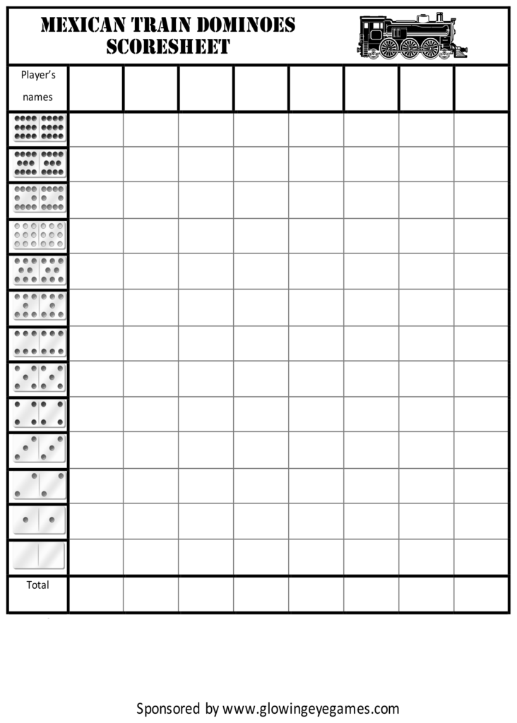 Printable Scoreboard Mexican Train Dominoes Rules